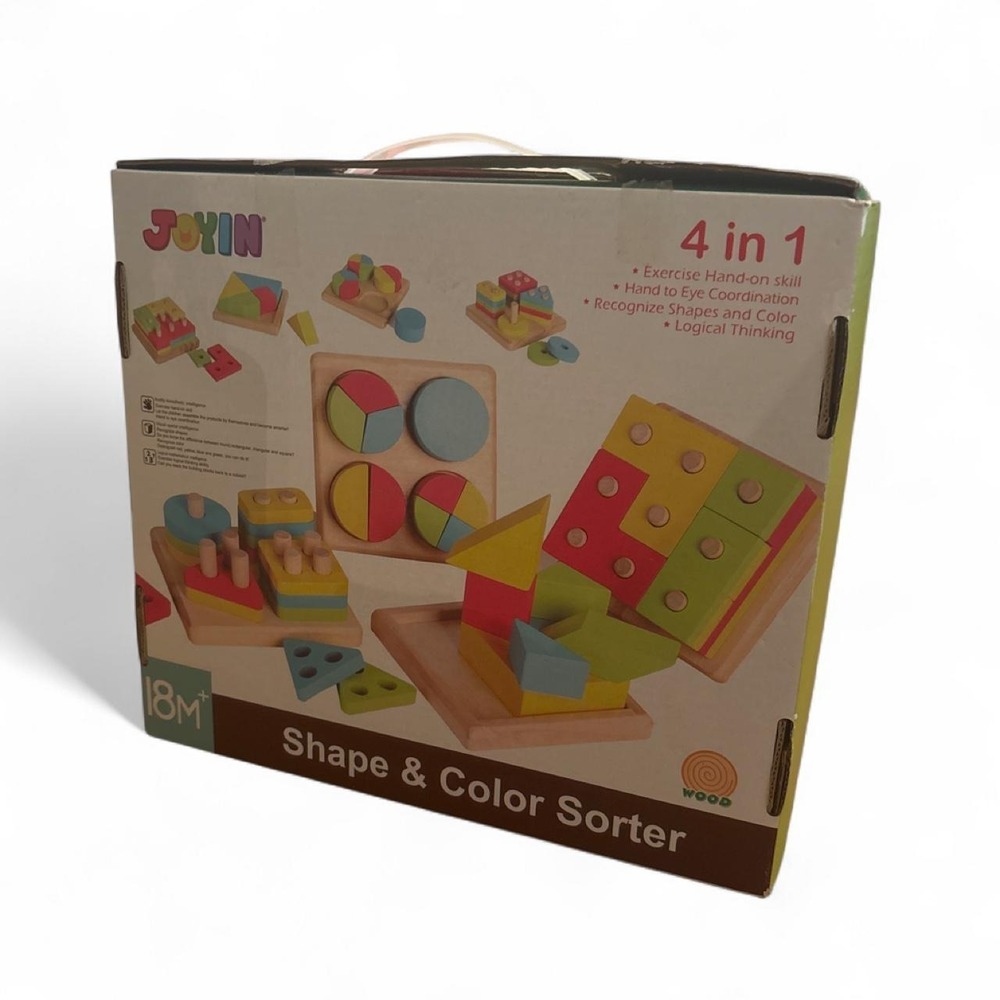 4 in 1 Wooden Shape Sorter Puzzle Board Block Number Learning Set Toddler - Picture 4 of 4